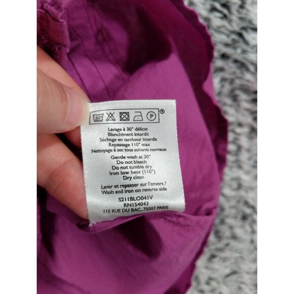 SEZANE Lexy Blouse Women SZ 36 US 4 Square Neck Ruffle Crochet Peasant Purple - Picture 9 of 12